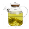Скляний квітковий чайник із крижаним чаєм з бамбуковою кришкою